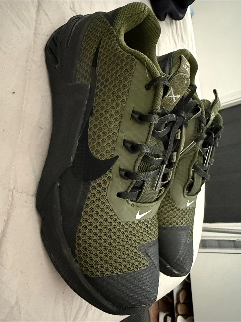 Nike Olive Green and Black Women's Athletic Sneakers Metcon